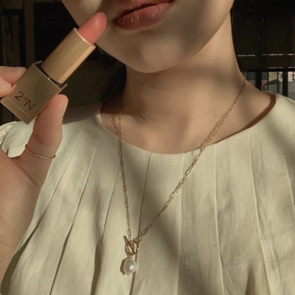 Last one - 24" Pearl Drop Square Link Necklace - Picture 4 of 4